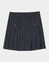 Sandro Pinstripe Mini Skirt In Navy / Ecru
