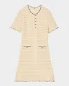 Sandro Open Knit Mini Dress In Vanilla