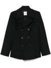 Sandro Mens Bleus Double-breasted Notched-lapel Regular-fit Wool-blend Coat In Blue