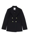 Sandro Womens Navy Blue Double-breasted Slim-fit Wool-blend Blazer In Blue