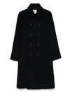 Sandro Double-breasted Coat In Black