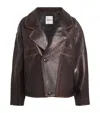 Sandro Clem Leather Jacket In Brown