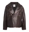 Sandro Clem Leather Jacket In Brown