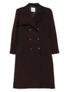 Sandro Womens Brown Double-breasted Patch-pocket Stretch-twill Coat In Brown