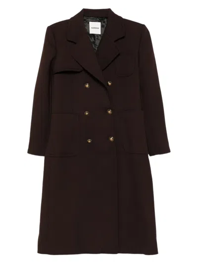 SANDRO DOUBLE-BREASTED PATCH-POCKET COAT