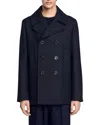Sandro Double Breasted Peacoat In Navy Blue