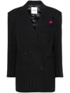 Sandro Double-breasted Pinstripe Blazer In Black