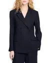 Sandro Double Breasted Suit Jacket In Black