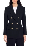 Sandro Double-breasted Suit Jacket In Black