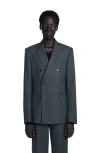 Sandro Double Breasted Classic Fit Suit Jacket In Gray