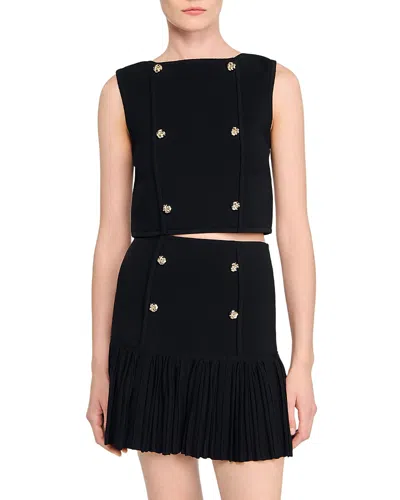 Sandro Double Breasted Vest In Black