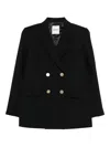 Sandro Womens Black Double-breasted Peak-lapel Wool Blazer In Black