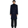 Sandro Double-breasted Wool Coat In Blue
