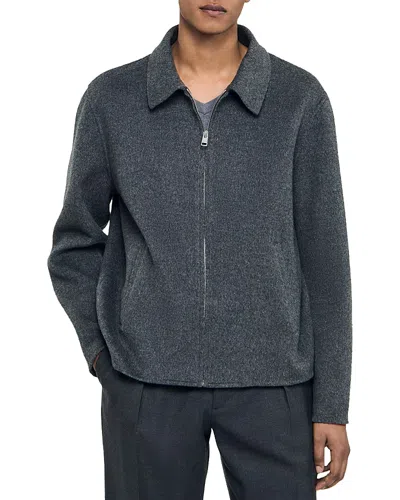 Sandro Double Face Jacket In Gray