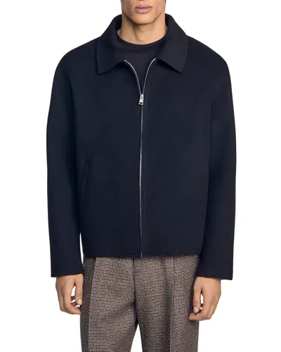 Sandro Double Face Wool Blend Zip Jacket In Multi