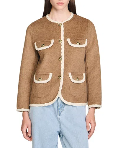 Sandro Double Faced Jacket In Brown