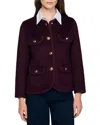 Sandro Womens Round-neck Four-pocket Wool-blend Jacket Bordeaux In Burgundy