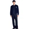 Sandro Double-faced Snake-detail Jacket In Midnight Blue