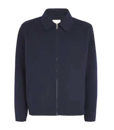 Sandro Double-faced Wool-blend Jacket In Blue