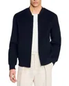 Sandro Monaco Regular Fit Wool Bomber Jacket In Black