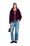 Sandro Double-faced Wool Coat In Burgundy