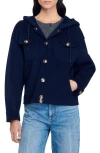 Sandro Double-faced Wool Coat In Bleus