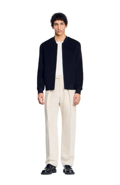 Sandro Double-faced Wool Jacket In Black