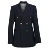 Sandro Sienne Double-breasted Stretch-crepe Blazer In Black