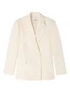 Sandro Double-breasted Blazer In Neutral