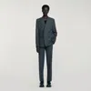 Sandro Double-breasted Classic Suit Jacket In Gray