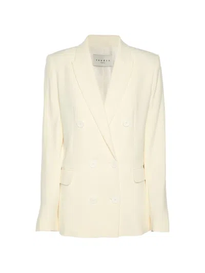 Pre-owned Sandro Double-breasted Stretch Blazer In Neutral