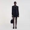 Sandro Double-breasted Suit Jacket In Black