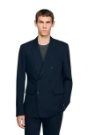 Sandro Double-breasted Suit Jacket In Blue