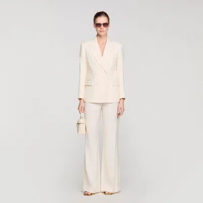 Sandro Double-breasted Suit Jacket In Neutral