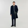 Sandro Double-breasted Wool Coat In Blue