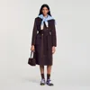 Sandro Double-faced Check Coat In Brown