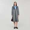Sandro Double-faced Check Coat In Gray