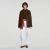 Sandro Double-faced Coat, Leather Collar In Brown