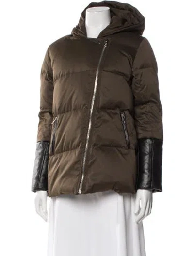 Pre-owned Sandro Down Coat In Green