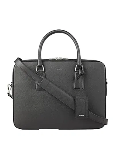 Sandro Downtown Large Saffiano Leather Briefcase In Black