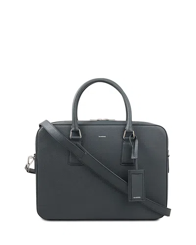 Sandro Downtown Large Saffiano Leather Briefcase In Gray