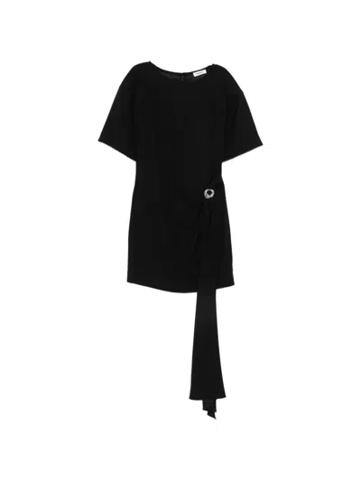 Sandro Draped Buckle-detail Mini Dress In Black