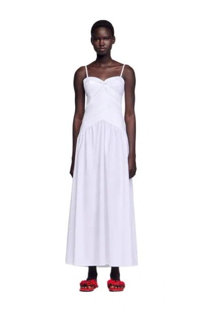 Sandro Draped Bustier Maxi Dress In White