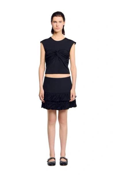 SANDRO SANDRO DRAPED T-SHIRT