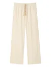 Sandro Drawstring Cotton Trousers In Neutral