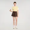 Sandro Drawstring Pleated Skort In Brown