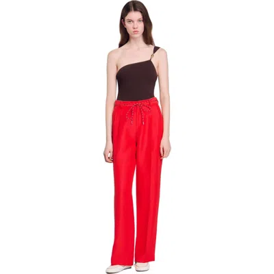 Sandro Drawstring Trousers In Rouges