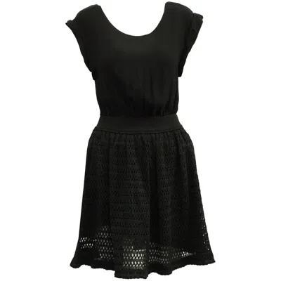 Sandro Dress With Mesh Skirt In Black Polyester Viscose