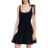 Sandro Peplum-hem Jersey Minidress In Black