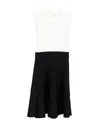 Sandro Edda Two-tone Knitted Mini Dress In White Cotton In White